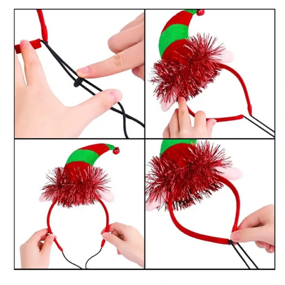 Holiday Elf Dog Headband Hat - Green/Red Festive Pet Accessory